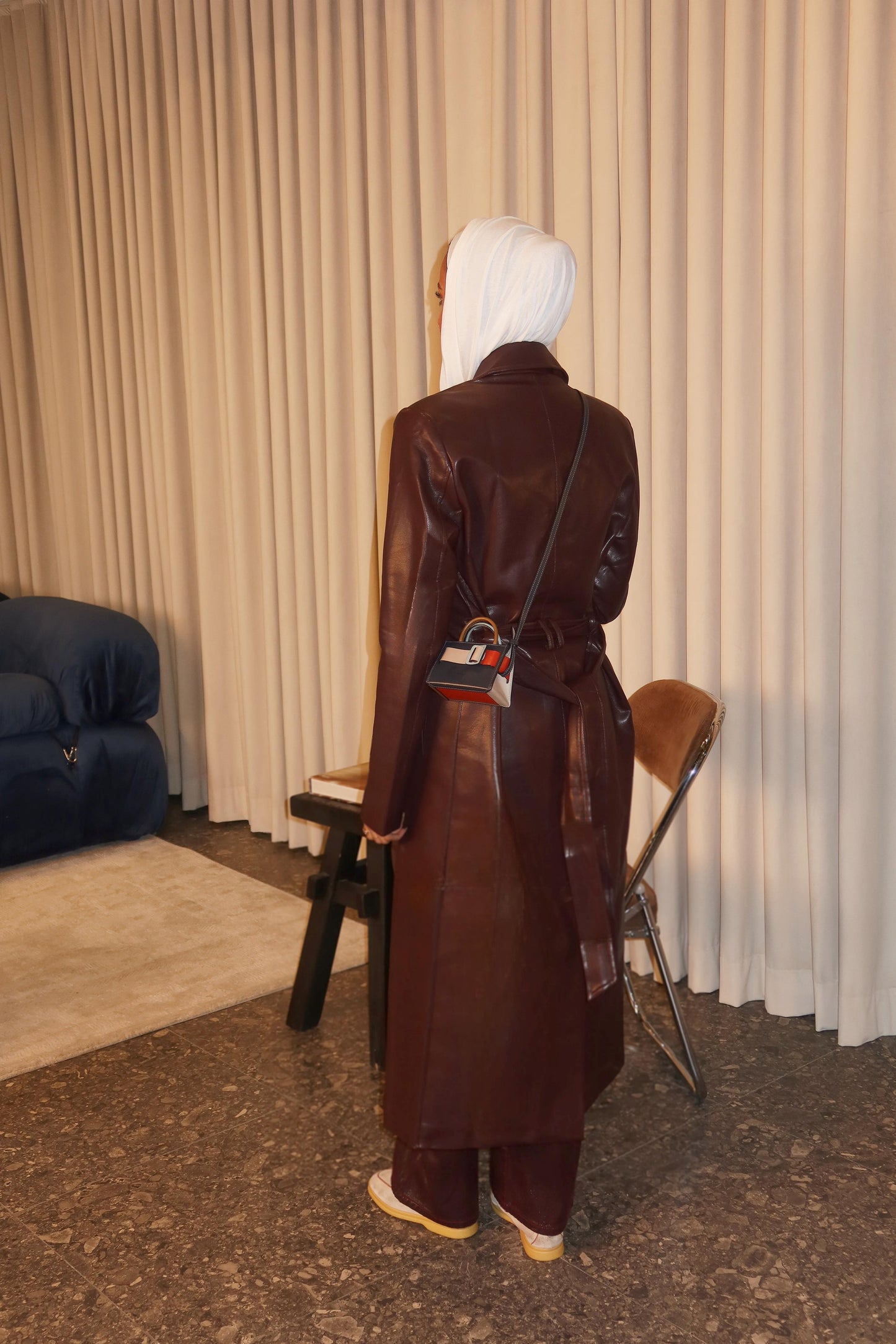 BURGUNDY LEATHER COAT