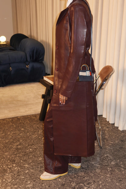 BURGUNDY LEATHER COAT